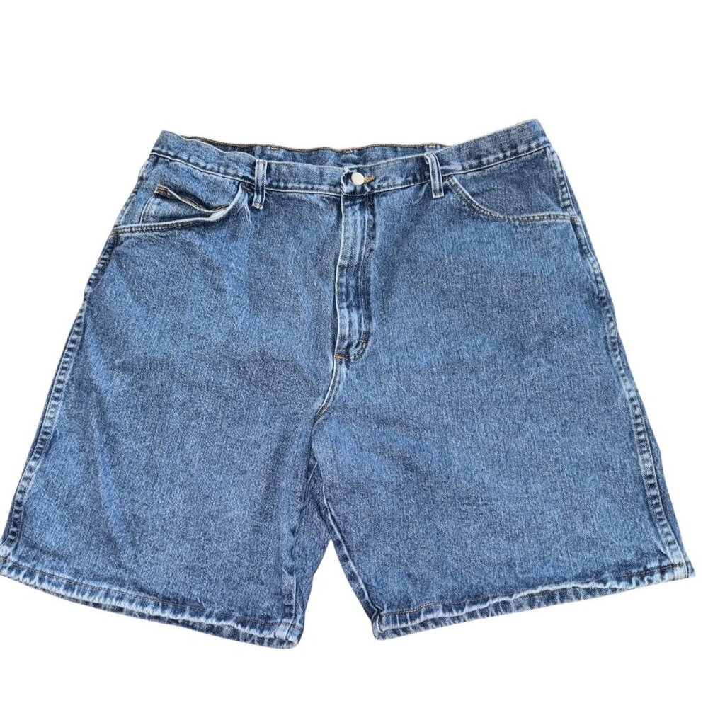 Men's Wrangler Hero Originals Shorts Blue Denim 40 Cotton Y2k 5 Pocket Vintage - Picture 1 of 9